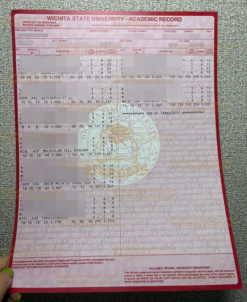 Wichita State University transcript