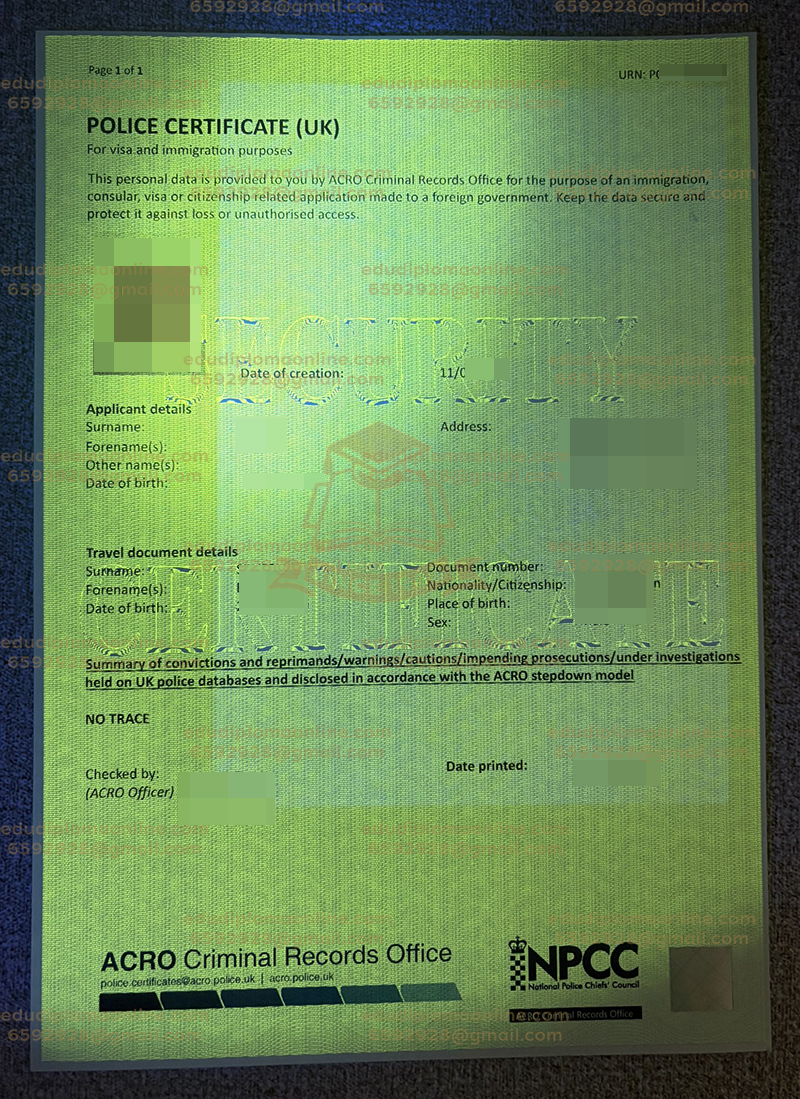 ACRO Police Zertifikat mit echtem Wasserzeichen