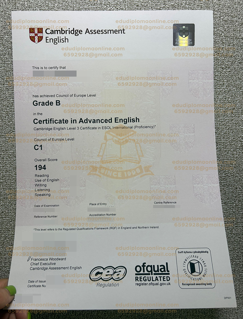 CAE Cambridge Certificate