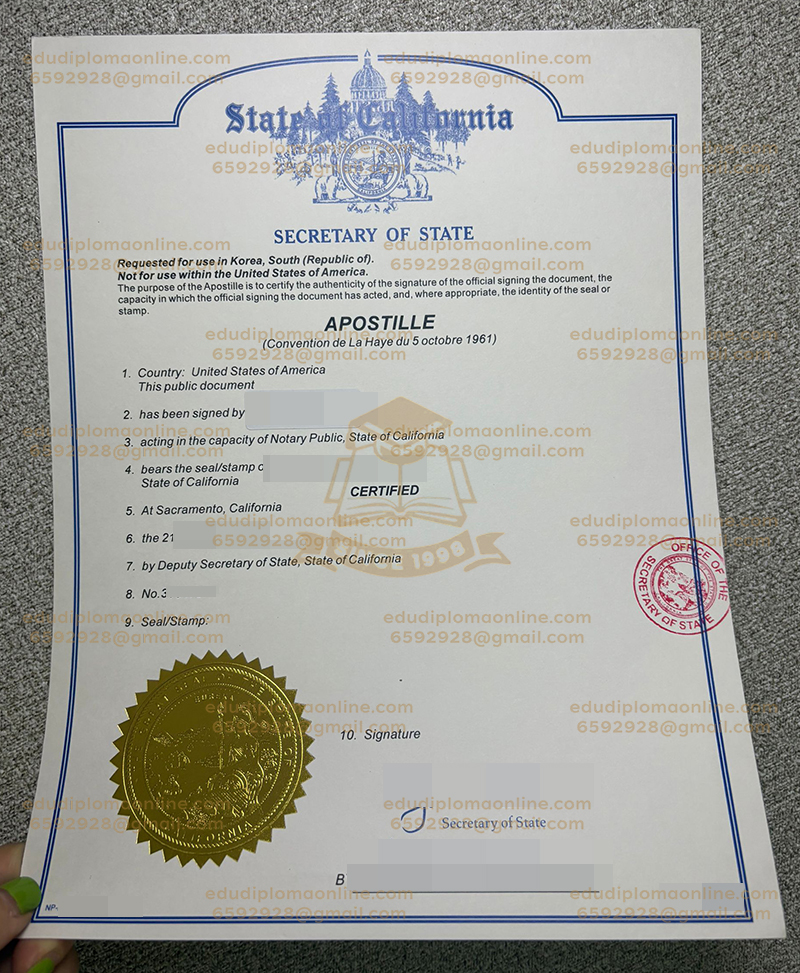 Kalifornien Apostille Zertifikat