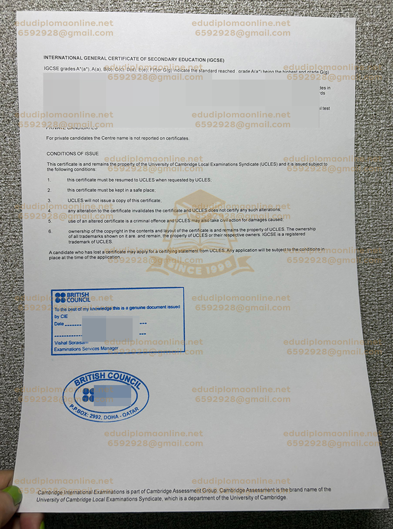 Cambridge Statement of Results back