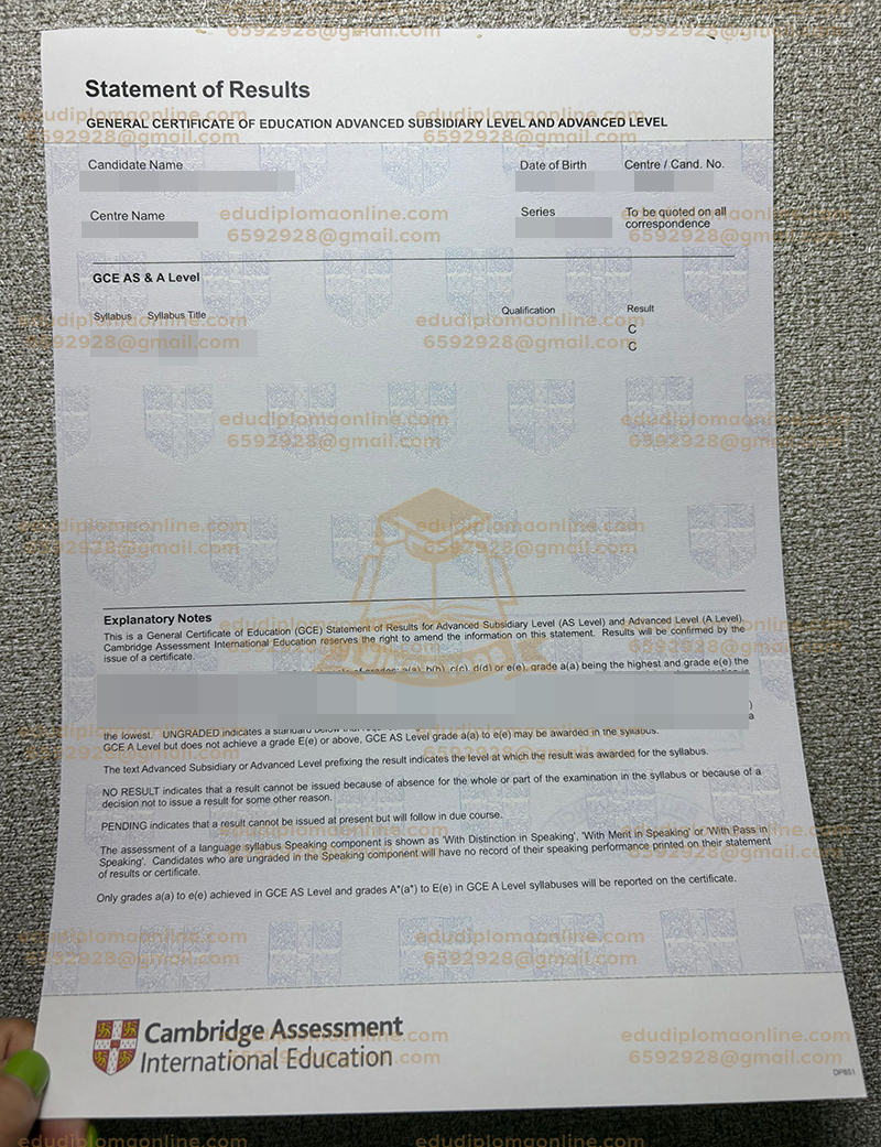 Cambridge Statement of Results