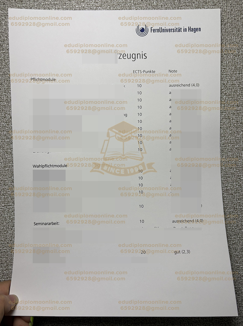 FernUniversität in Hagen Zeugnis Back