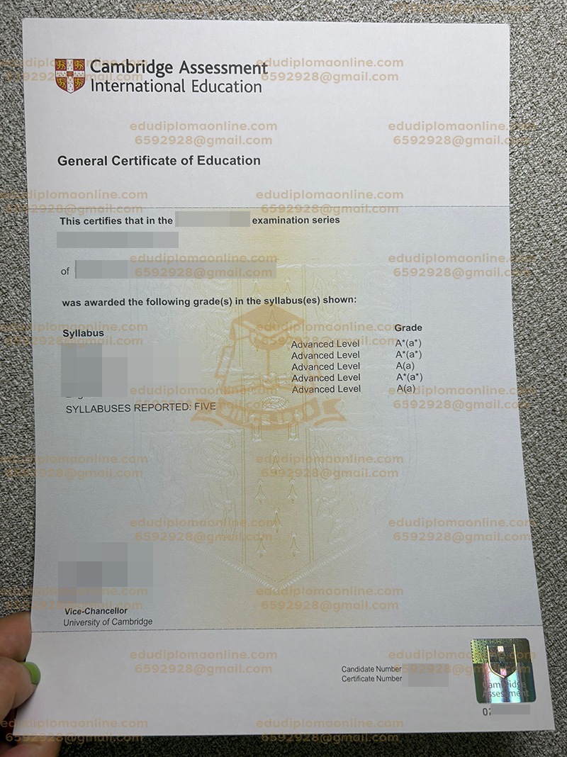 GCE A Level Certificate