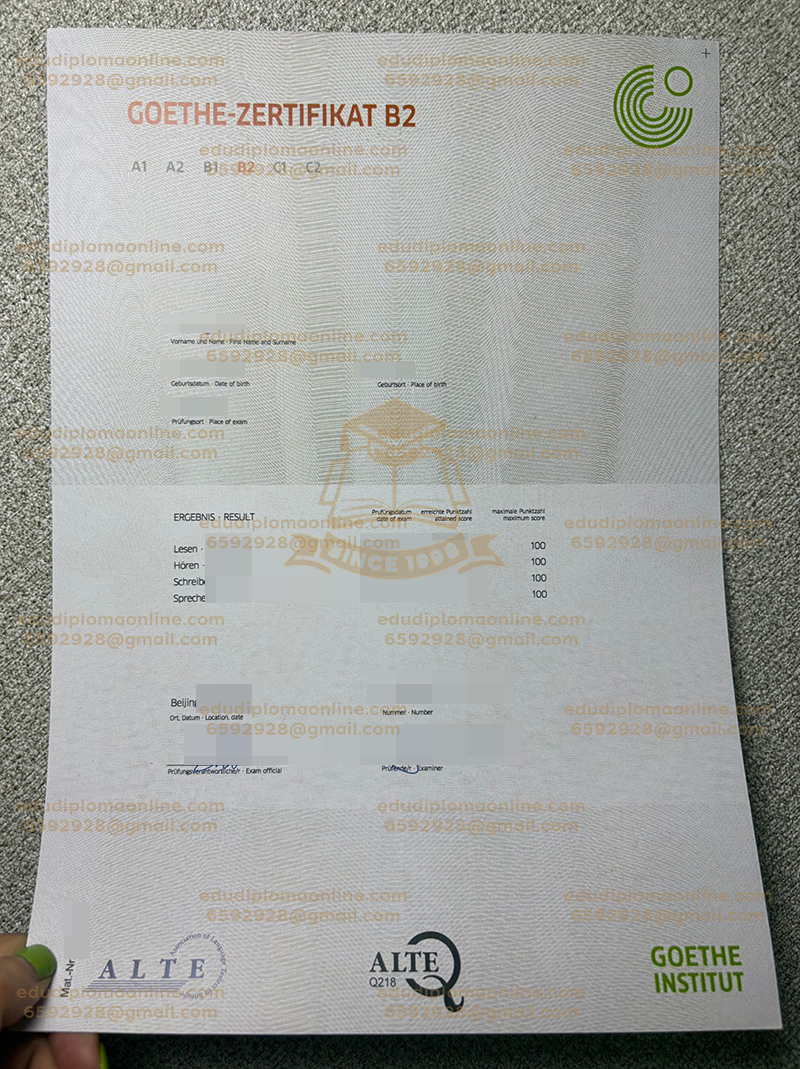 GOETHE-ZERTIFIKAT B2 Zertifikat