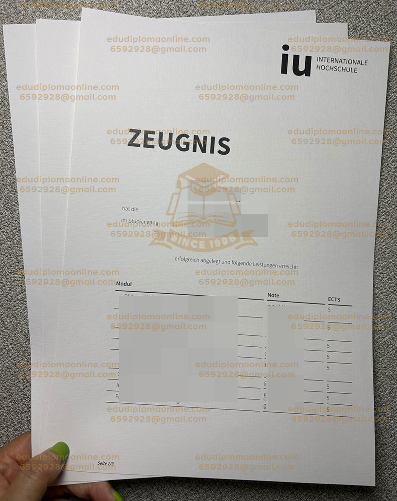 IU Internationale Hochschule Zeugnis