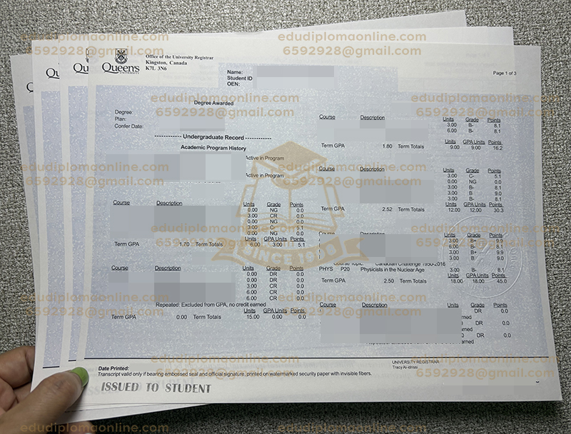 Queen's University transcript