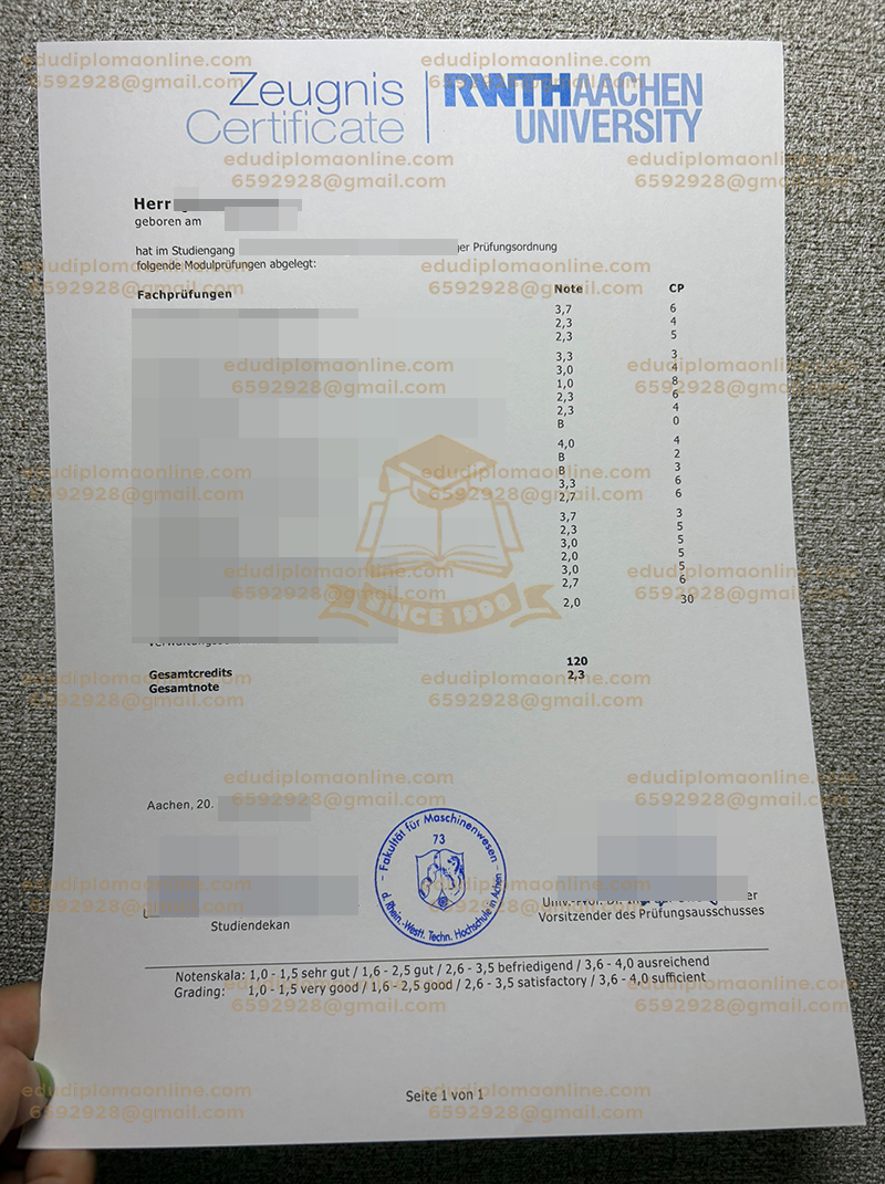 RWTH Aachen University Zeugnis