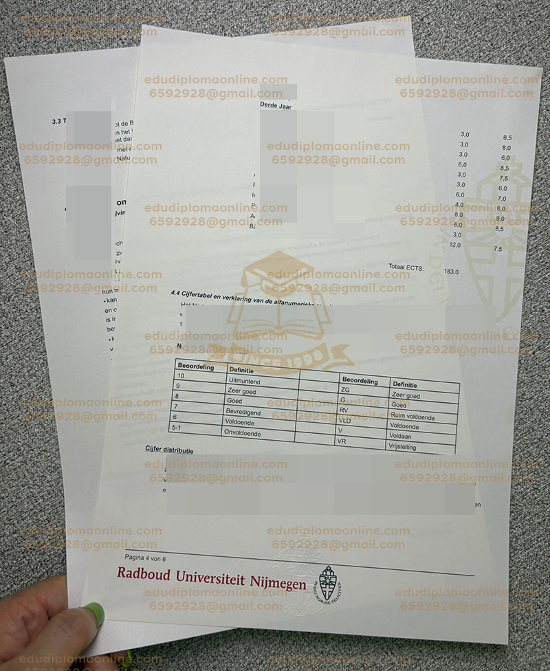 Radboud University transcript