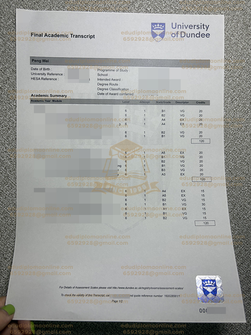 University of Dundee transcript