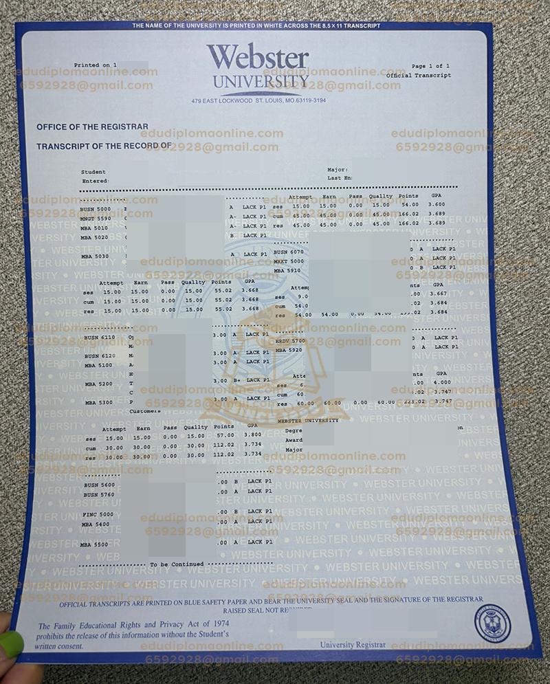 Abschrift der Webster University