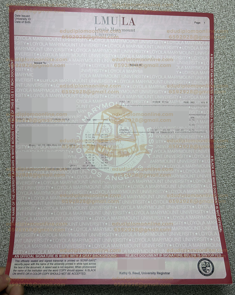 Loyola Marymount University transcript
