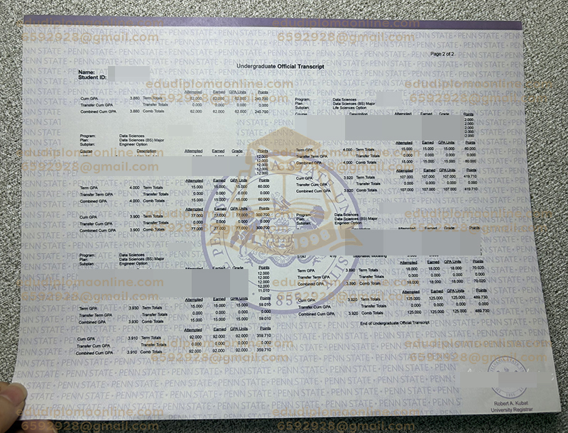 Penn State transcript