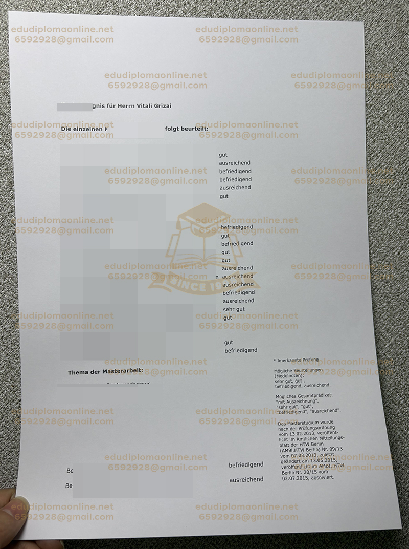 HTW Berlin Zeugnis back