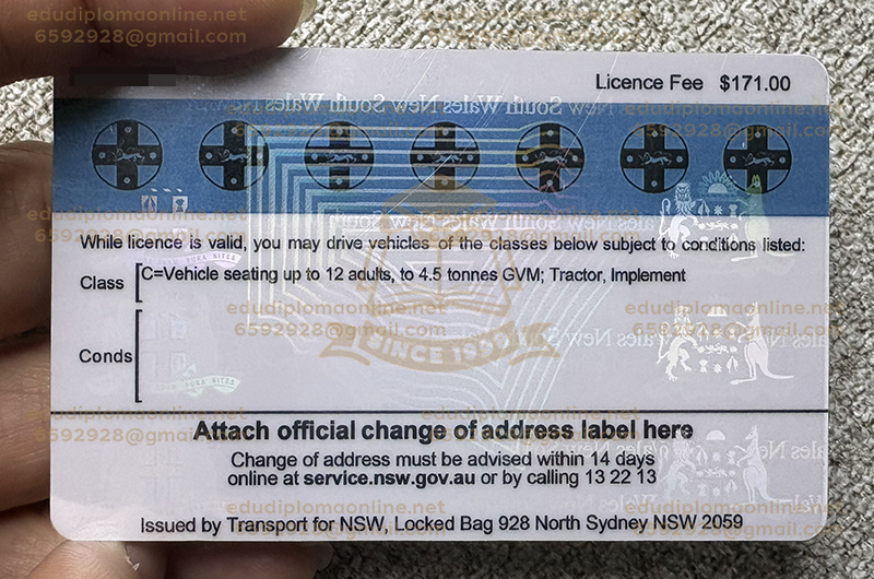 NSW Driver Licence Back