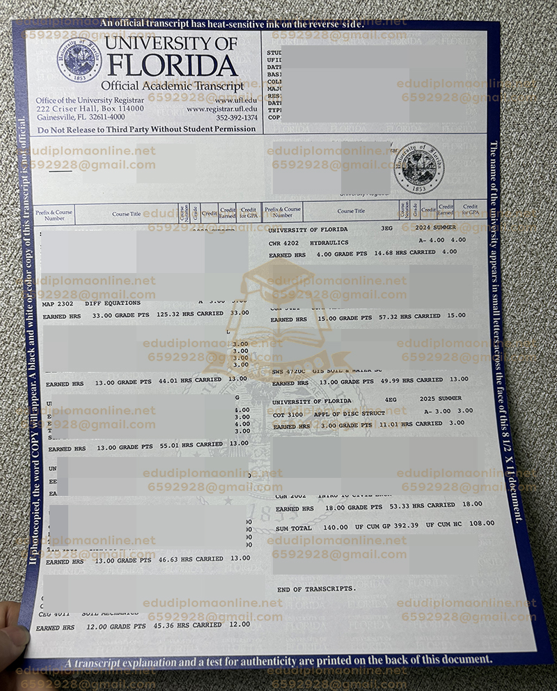 University of Florida transcript